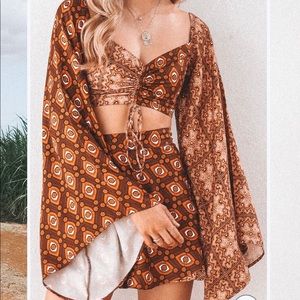 Her Pony The Label - MAITREYA BELL SLEEVE CROP TOP & MAITREYA WRAP SKIRT CO-ORD